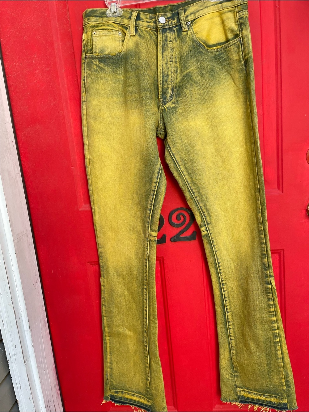 MNML Olive-Yellow Washed  Jeans